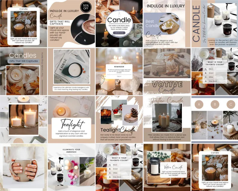 Editable Candle Instagram Post Template, Minimalist Candle Social Media Post, Canva Candle Business Post, Aesthetic IG Design