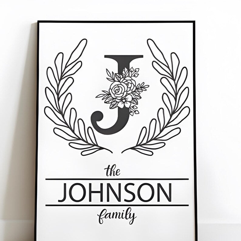 Floral Swirl Split Monogram svg Bundle, Family Name (svg, png, eps)