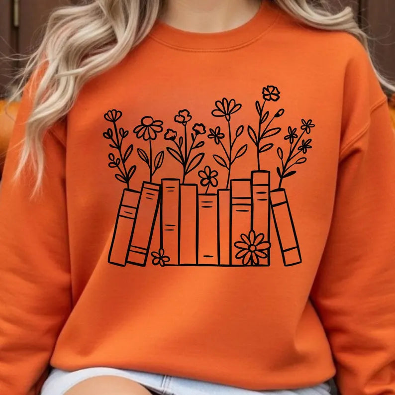 Floral Book SVG, Book Svg bundle, Books with Flowers Svg, Reading book Svg, wildflowers book bundle svg ,open book svg, stack of books svg