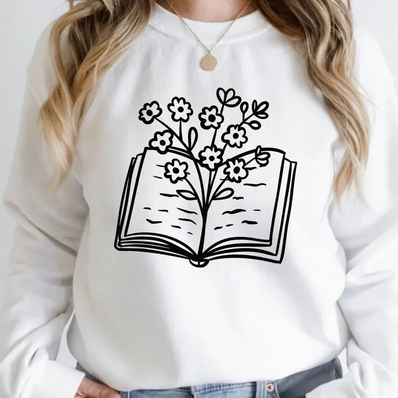 Floral Book SVG, Book Svg bundle, Books with Flowers Svg, Reading book Svg, wildflowers book bundle svg ,open book svg, stack of books svg